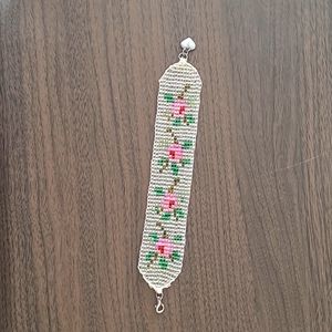 New!Summer Glass Beaded Diy Rose Bracelet.7.5"